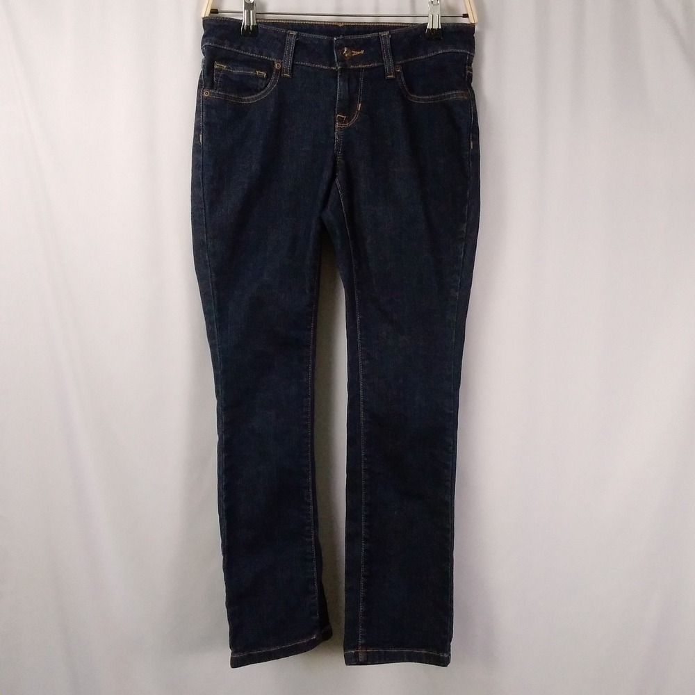 L.L. Bean Modern Fit Women's Dark‎ Wash Denim Blue Jeans Stretch Size 2 Petite